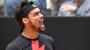 Fabio Fognini celebra su victoria ante Peter Gojowczyk en el Masters 1.000 de Roma.