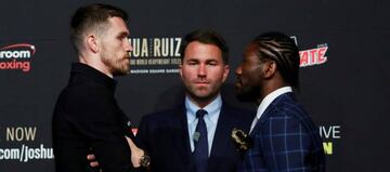 Callum Smith y Hassan N’Dam durante la conferencia previa a su combate.