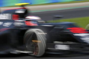 Button during Sunday's race at the Hungaroring.