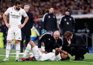 Militao tuvo que ser sustituido en el minuto 35 por lesión. Entró Carvajal en su lugar.