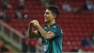 Santiago Colombatto celebrates his goa 0-3 of Leon during the game Guadalajara vs Leon, corresponding to fifth round of the Torneo Apertura Grita Mexico A21 of the Liga BBVA MX, at Akron Stadium, on August 18, 2021.
<br><br>
Santiago Col