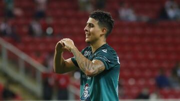 Santiago Colombatto celebrates his goa 0-3 of Leon during the game Guadalajara vs Leon, corresponding to fifth round of the Torneo Apertura Grita Mexico A21 of the Liga BBVA MX, at Akron Stadium, on August 18, 2021.
 
 &lt;br&gt;&lt;br&gt;
 
 Santiago Col