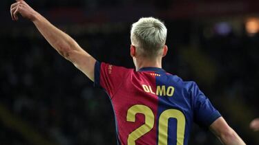 Dani Olmo, en un partido con el Barça.