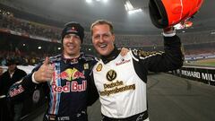 Sebastian Vettel y Michael Schumacher en la Copa de Naciones de 2009.