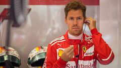 Sebastian Vettel en el box de Ferrari durante el GP de Austria.