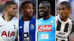 Toby Alderweireld (Tottenham), Eder Militao (Oporto), Kalidou Koulibaly (N&aacute;poles) y Douglas Costa (Juventus).