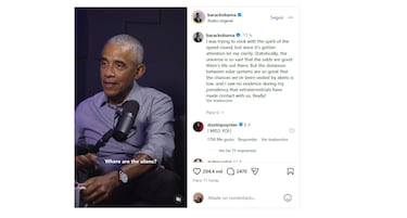 Barack Obama, expresidente de EE.UU.: “La probabilidad de que los aliens nos hayan visitado es baja”