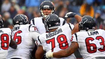 Jan 1, 2017; Nashville, TN, USA; Houston Texans quarterback Brock Osweiler (17) celebrates with teammates after a touchdown during the second half against the Tennessee Titans at Nissan Stadium. The Titans won 24-17. Mandatory Credit: Christopher Hanewinckel-USA TODAY Sports