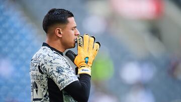Luis Malagon of America during the 16th round match between Monterrey and America as part of the Liga BBVA MX, Torneo Clausura 2025 at BBVA Bancomer Stadium, on April 16, 2025 in Monterrey, Nuevo Leon, Mexico.