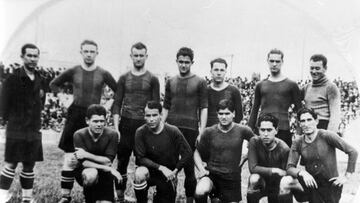 Equipo del Barcelona, campeón de la Liga española en 1929. Paulino Alcántara (EFE).