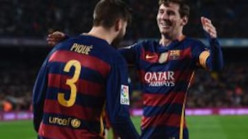 Messi y Piqué, autores de los goles del Barça ante el Sevilla.