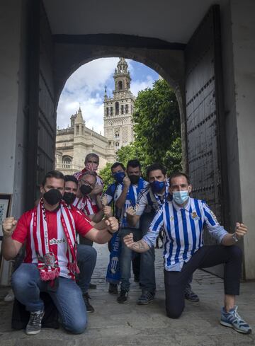 Athletic Club and Real Sociedad fans in Seville ahead of the Copa del Rey final.