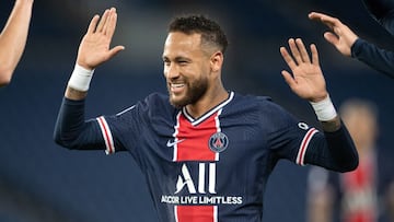 Neymar Jr of PSG in action during the Ligue 1 match between Paris Saint Germain and Angers SCO at Parc des Princes in Paris, FRANCE, on October 2, 2020.