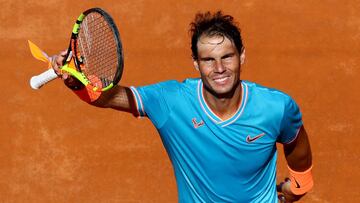 Nadal celebra una de sus victorias en Roma.