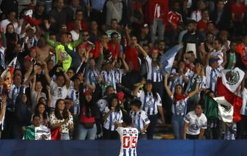 Mexico's Pachuca Victor Guzman, center, celebrates after scoring his side's opening goal during the Club World Cup soccer match between Pachuca and Wydad Athletic Club at Zayed sport city in Abu Dhabi, United Arab Emirates, Saturday, Dec. 9, 2017. (AP Photo/Hassan Ammar)