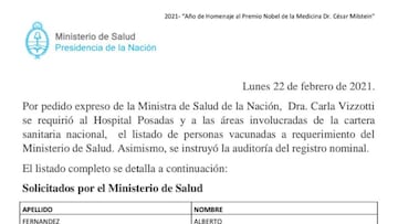 Vacunación VIP: lista de los 70 beneficiados por el Gobierno