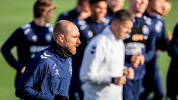 Eriksen, durante un entrenamiento en Helsingor.