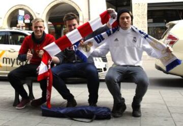 La afición del Atlético de madrid se desplazó hasta Múnich para dar todo su aliento al equipo. 
