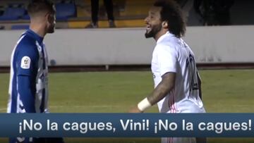 Marcelo, en el gol del Alcoyano: "No la cagues Vini, no la cagues"