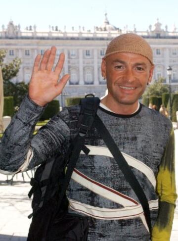 Pantani durante una entrevista para Diario AS en la Plaza de Oriente de Madrid en abril de 2003.