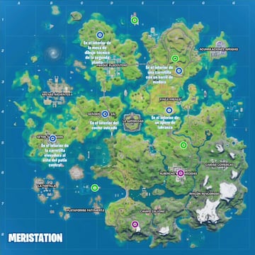 Mapa con todas las ubicaciones de las monedas PE - Semana 5