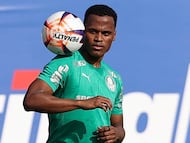 Jhon Arias en un entrenamiento con Palmeiras