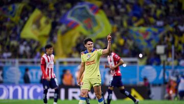 during the Semifinals second leg match between America and Guadalajara as part of the Torneo Clausura 2024 Liga BBVA MX at Azteca Stadium on May 18, 2024 in Mexico City, Mexico.