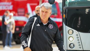 Inter Miami's Argentine coach Gerardo Martino arrives for the Major League Soccer (MLS) regular season football match between Inter Miami CF and St. Louis CITY SC at Chase Stadium in Fort Lauderdale, Florida in June 1, 2024. (Photo by Chris ARJOON / AFP)