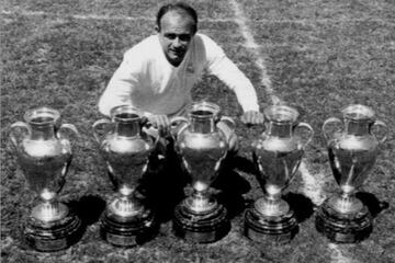 'La saeta rubia' anotó 49 goles en 58 partidos. Jugó la Champions con el Real Madrid.