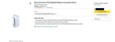 PlayStation 5 Disc Drive sold out in many stores after PS5 Pro announcement