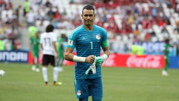 FILED - 25 June 2018, Russia, Volgograd: Egypt&#039;s Essam El-Hadary gets ready to take part in the FIFA World Cup 2018 Group A soccer match between Saudi Arabia and Egypt at the Volgograd Arena. El-Hadary announced Wednesday his official retirement from