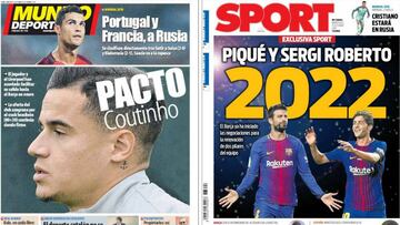 Portadas de los diarios Sport y Mundo Deportivo del d&iacute;a 11 de octubre de 2017.