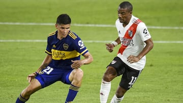 Jorman Campuzano expulsado ante River Plate. 