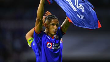 during the 10th round match between Cruz Azul and Guadalajara as part of the Torneo Clausura 2024 Liga BBVA MX at Azteca Stadium on March 02, 2024 in Mexico City, Mexico.