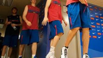 <b>A PUNTO. </b>Desde la derecha, Eidson, Perovic, Lorbek y Wallace.