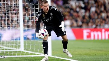 Andriy Lunin, en el partido de Liga contra el Valencia.