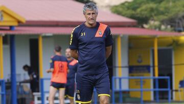 Quique Seti&eacute;n durante un entrenamiento con la UD Las Palmas. 