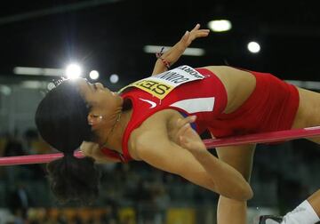 Vashti Cunningham competes in the women's high jump.