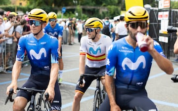 Muhlberger, Aranburu y Gaviria, en la salida de la tercera etapa