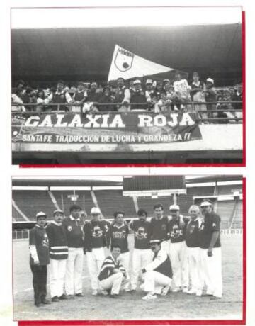 La hinchada de la Galaxia Roja, una de las que siempre acompaña al equipo en El Campín