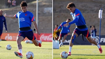 Camello y Riquelme, en una sesión del Atlético en San Rafael, ambos con destino al Mirandés esta temporada.