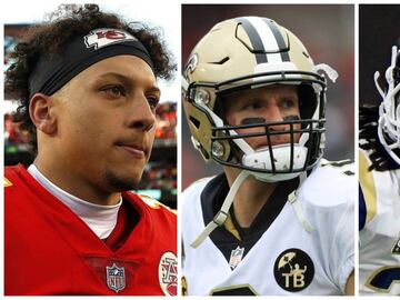 Patrick Mahomes, Drew Brees y Todd Gurley. 