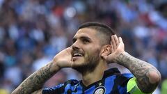 Icardi celebra un gol con la camiseta del Inter.