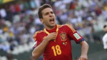 Jordi Alba celebra uno de los dos goles logrados ante Nigeria.