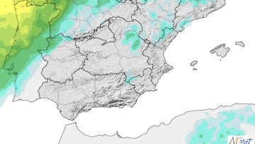 Mapa de precipitaci¨®n m¨¢xima del EPS en Pen¨ªnsula y Baleares