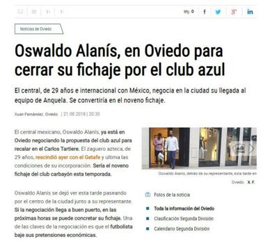Oswaldo Alanís negocia con el Real Oviedo