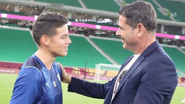 Previo a la final de la Copa Emir ante Al Sadd, James Rodr&iacute;guez del Al Rayyan recibi&oacute; la visita del hist&oacute;rico Fernando Hierro, acompa&ntilde;ado de Garc&iacute;a y Nilmar