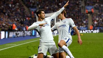 Morata celebrando el gol ante el Leicester.