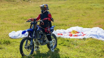 Tom Pagès on his project Ride & Fly, in Avoriaz, Haute Savoie, on July 2024