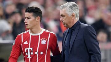 James Rodr&iacute;guez y Carlo Ancelotti